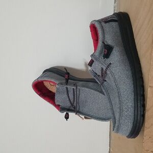 Hey Dude Gray and Red Loafers